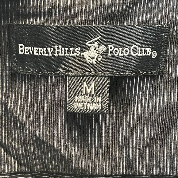 Beverly Hills Polo Club Mens Black Striped Button-Up Long Sleeve Shirt Size M - Picture 3 of 16